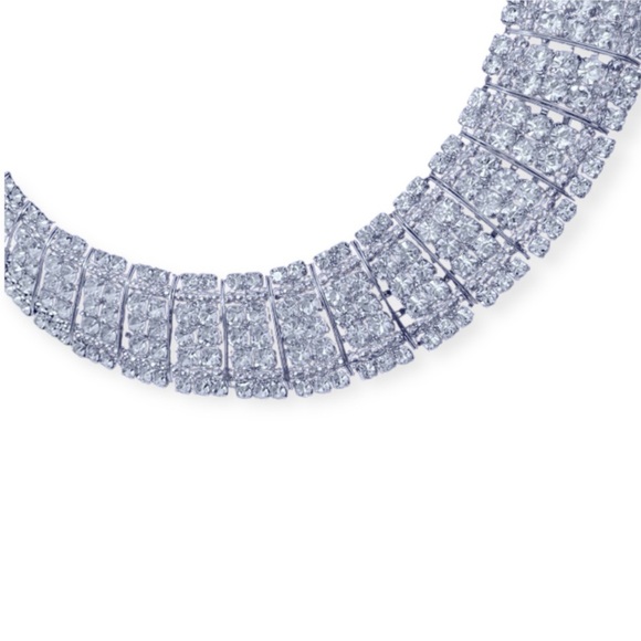 Thalia Sodi Silver Tone Crystal Collar Table Tower 18” Necklace for Ladies - Picture 3 of 5